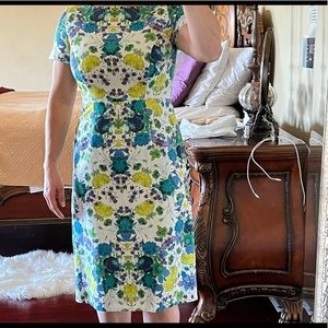 Talbots Floral Shift Square Neck Dress